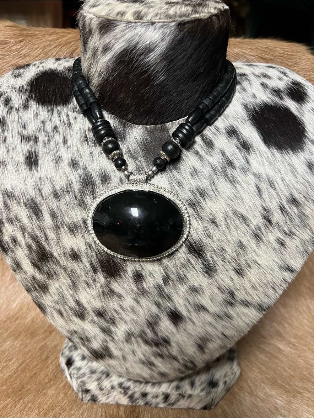 Navajo Style costume back onyx statement necklace